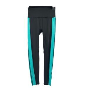 K-Deer Black Teal Stripe High Waist Leggings – Sneaker Length XS